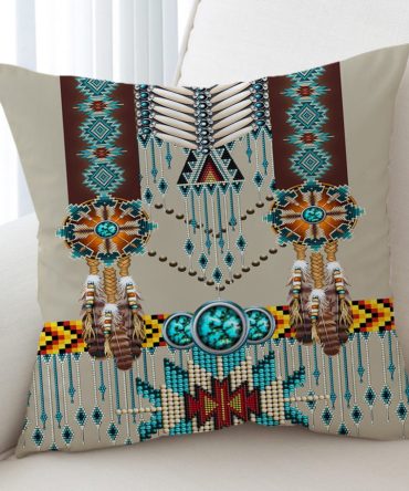 Turquoise Blue Pattern Breastplate Native American Pillow Cover