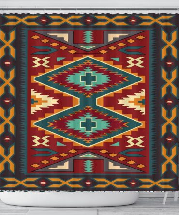 United Tribes Pattern Native American Shower Curtain