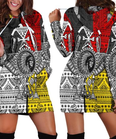 War Chief Native American Hoodie Dress