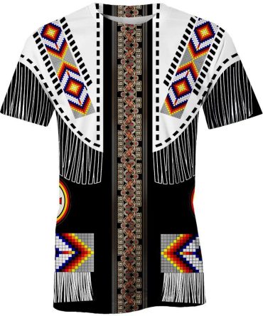 Black Native Vignette, 3D T Shirt, All Over Print T Shirt, Native American