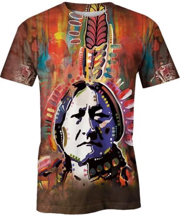 Chief Sitting Bull, 3D T Shirt, All Over Print T Shirt, Native American