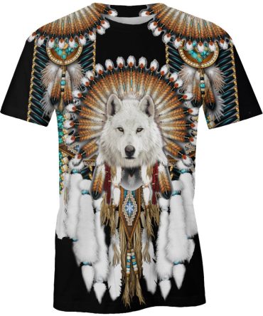 Native Wolf, 3D T Shirt, All Over Print T Shirt, Native American