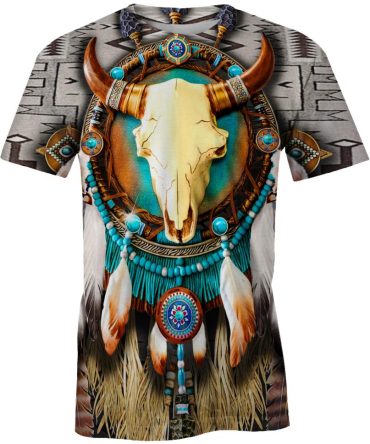 Products Butterfly & Buffalo Skull All Over Print T Shirt