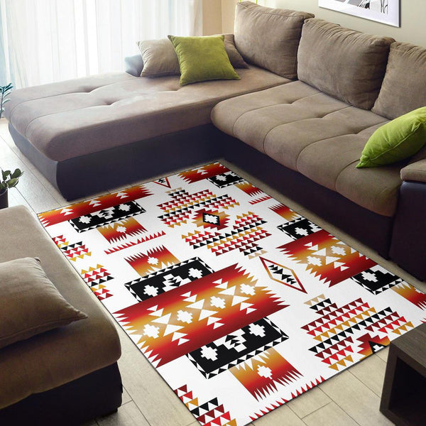 White Native Tribes Pattern Native American Area Rug - Image 3