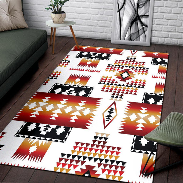 White Native Tribes Pattern Native American Area Rug - Image 4