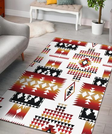 White Native Tribes Pattern Native American Area Rug