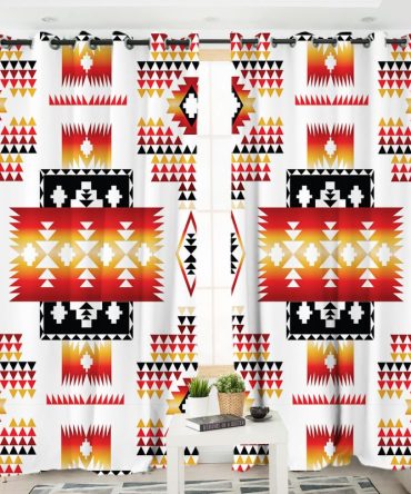 White Native Tribes Pattern Native American Living Room Curtain