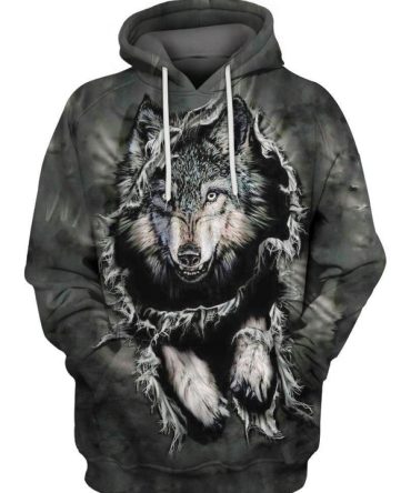 Black Wolf Breakout Native American Print Hoodie