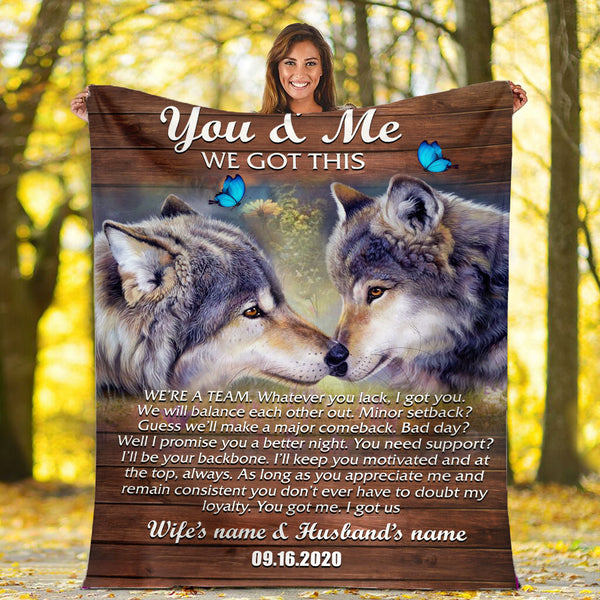 Wolf Couple in Love - Personalized Blanket - Image 3