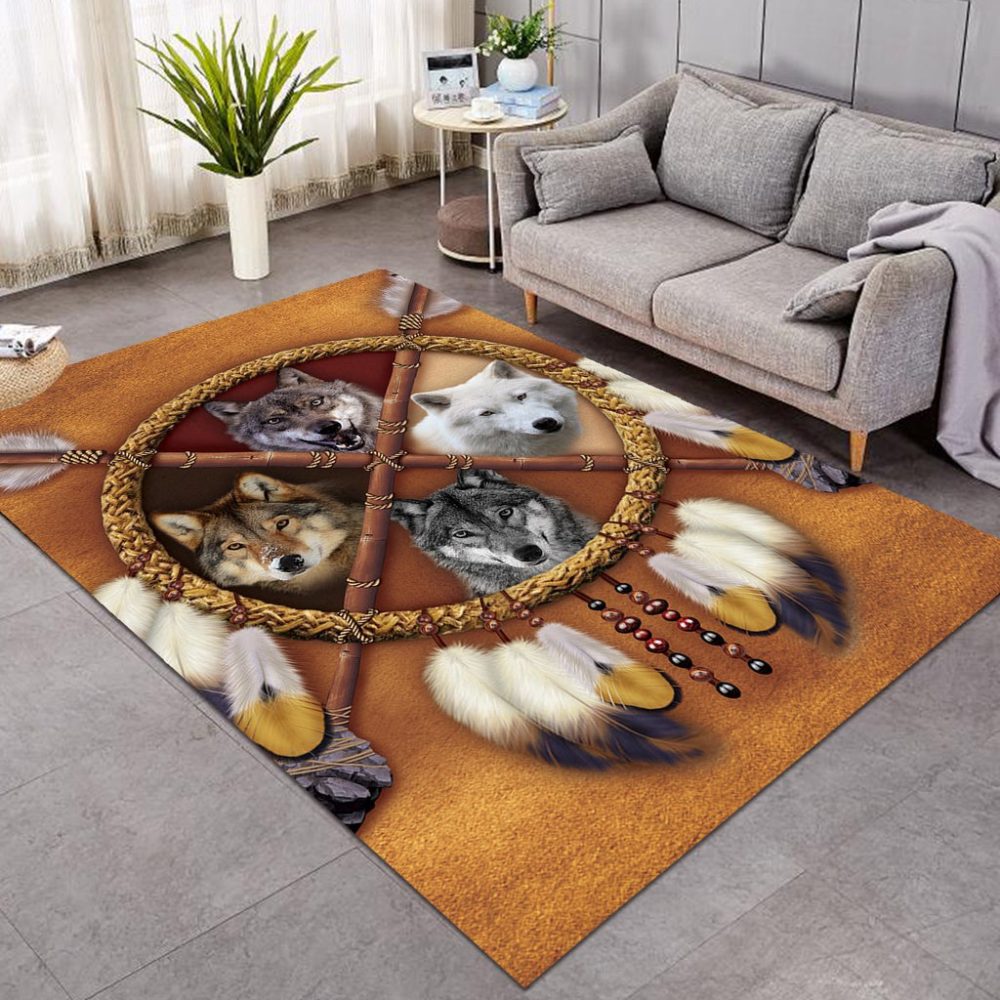 Wolf Dreamcatcher Native American Area Rug
