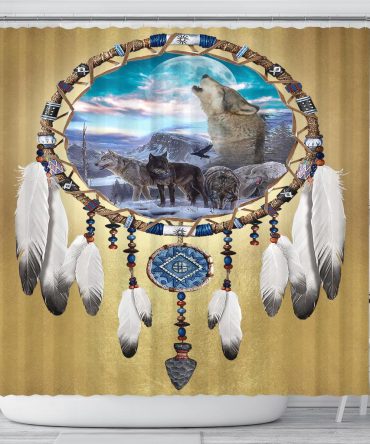 Wolf Dreamcatcher Native American Shower Curtain