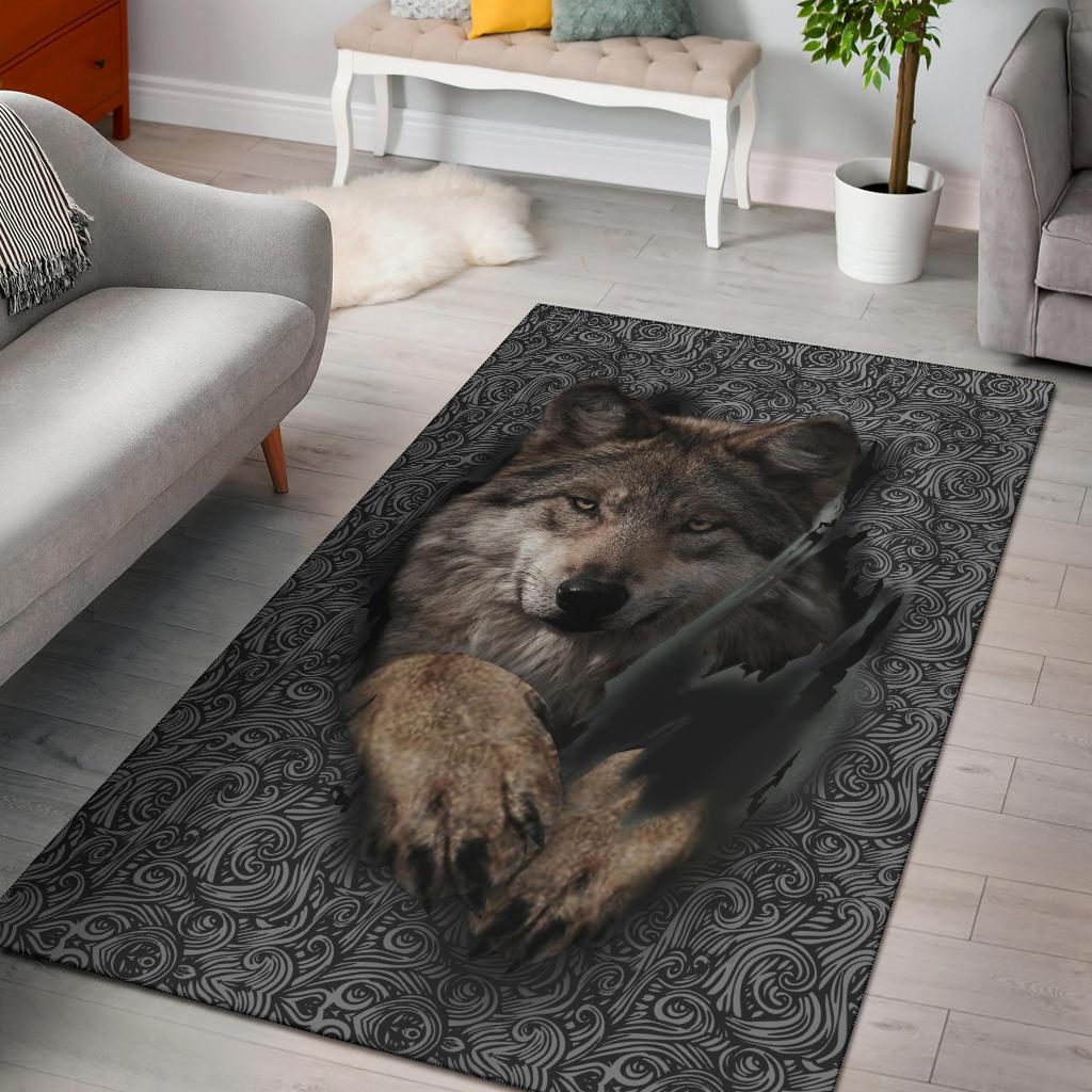 Wolf Escape Native American Area Rug