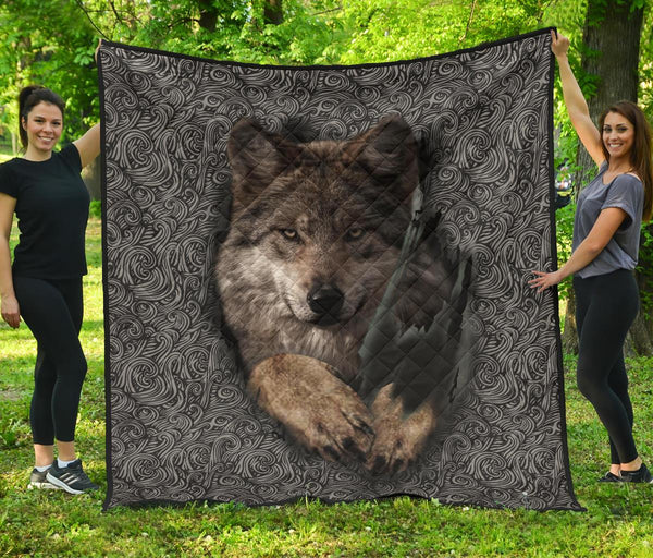 Wolf Escape Native American Premium Quilt - Image 2