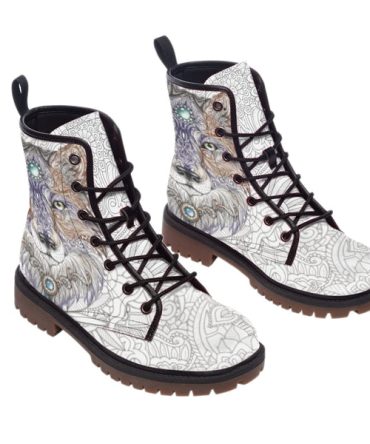 Wolf Feather Leather Martin Short Boots