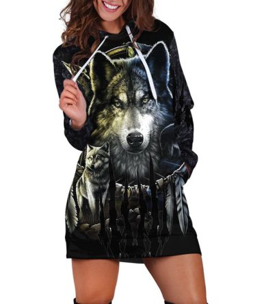 Wolf Native American Hoodie Dress