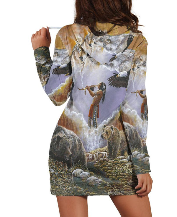 WOLF NATIVE 3D Hoodie Dress - Image 2