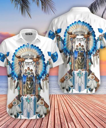 Wolf Native American Aloha Hawaiian Shirt