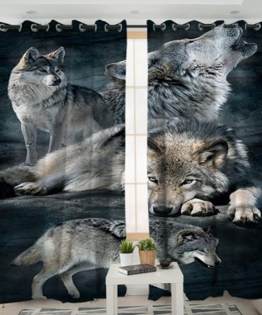 Wolf Native American Living Room Curtain