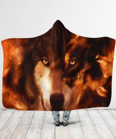 Wolf Native Hooded Blanket
