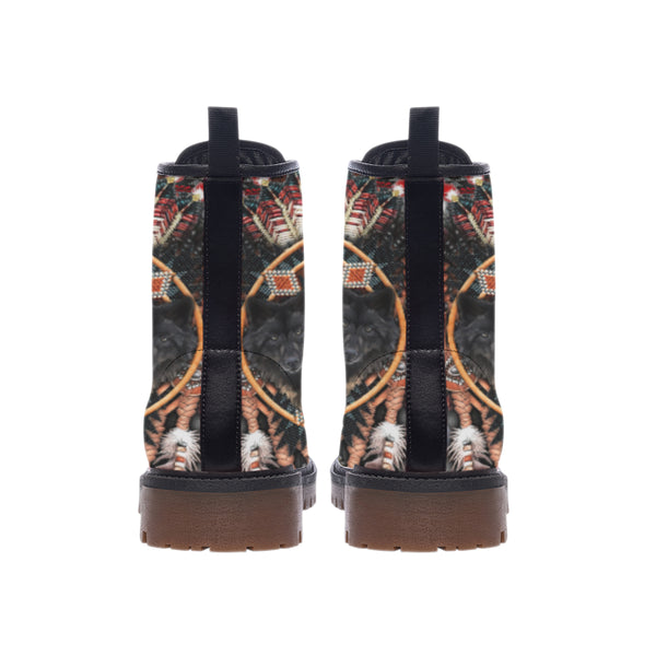 Wolf Pattern Leather Martin Short Boots Men Women - Image 2