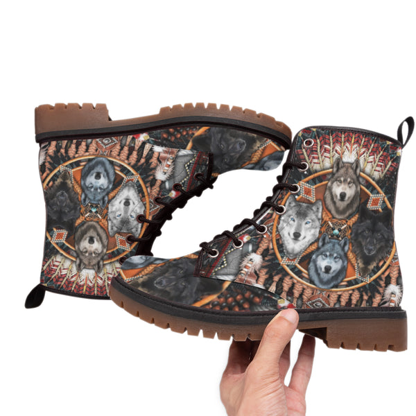 Wolf Pattern Leather Martin Short Boots Men Women - Image 3