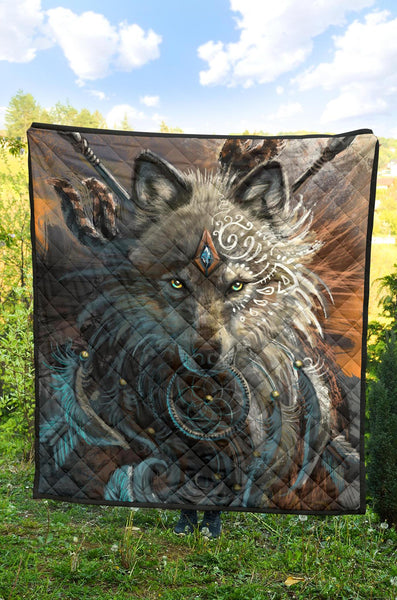 Wolf Warrior Native American Premium Quilt - Image 3