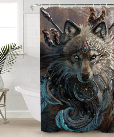Wolf Warrior Waterproof Native American Pride Shower Curtain