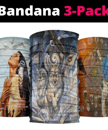 Wolf With Girl Dreamcatcher Bandana 3-Pack NEW