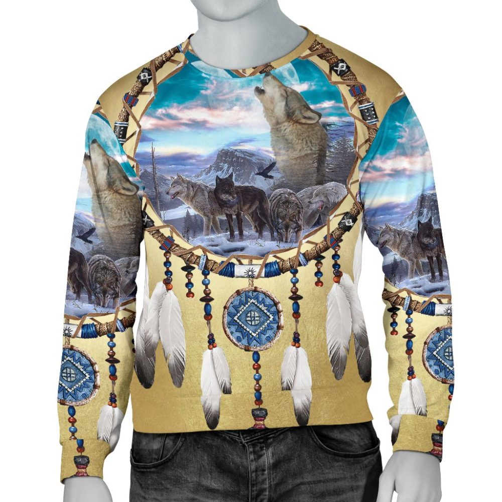 Wolves Dreamcatcher Native American 3D Sweatshirt