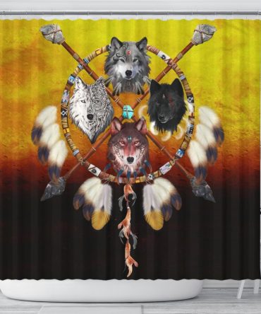 Wolves Warrior Native American Design Shower Curtain