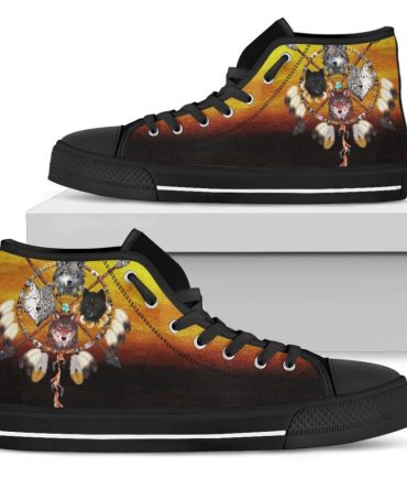 Wolves Warriors Native American Pride High Top Canvas Shoes