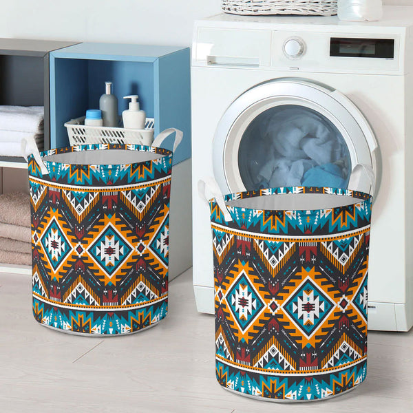 Yellow Aztec Geometric Laundry Basket - Image 2