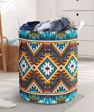 Yellow Aztec Geometric Laundry Basket
