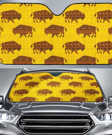Yellow Bison Pattern Native American Auto Sun Shades no link
