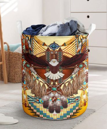 Yellow Dream Catcher Eagle Laundry Basket