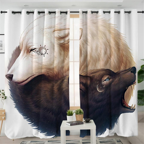Yin and Yang Wolves Native American Pride Living Room Curtain no link - Image 4