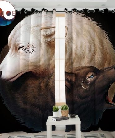 Yin and Yang Wolves Native American Pride Living Room Curtain no link