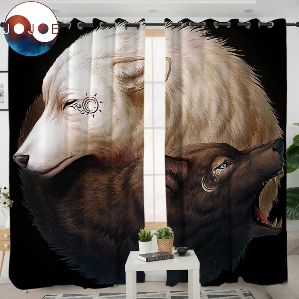 Yin and Yang Wolves Native American Pride Living Room Curtain no link